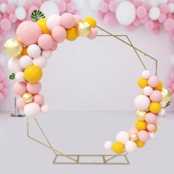 8 FT. Gold Double Hexagon Wedding Arch, Gold Geometric Backdrop, DIY Photo Backdrop, Photography Stand, Ceremony Outdoor Decor, Floral Arch