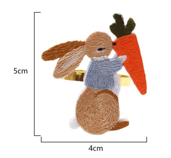 8 Bunny Rabbit Embroidery Napkin Rings, Easter Table Setting, Easter Table Decor, Spring Table Decor, Bunny Home Decor, Carrot Table Decor