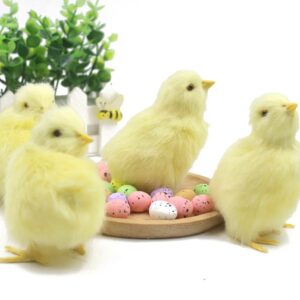 FOUR Baby Chicks Display, Yellow Chicks, Artificial Birds Decoration, Spring Decor, Baby Chick Props, Easter Table Settings, Cute Home Decor