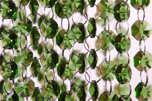 3 FT. Dark Green Glass Crystal Garlands, Christmas Tree Decorations, Green Wholesale Crystals, Glass Bead Garland, 14mm Crystals on Rings