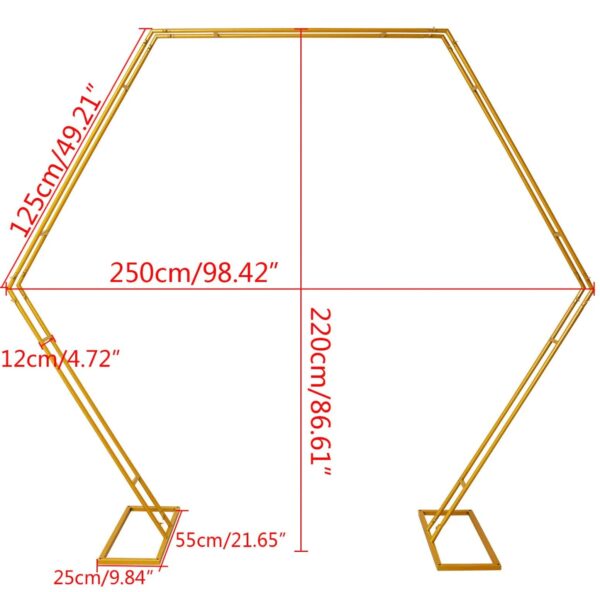 7 FT. Gold Hexagon Wedding Arch, Gold Geometric Backdrop, DIY Photo Backdrop, Photography Stand, Ceremony Outdoor Decoration, Floral Arch