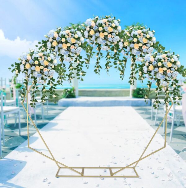 8 FT. Gold Double Hexagon Wedding Arch, Gold Geometric Backdrop, DIY Photo Backdrop, Photography Stand, Ceremony Outdoor Decor, Floral Arch