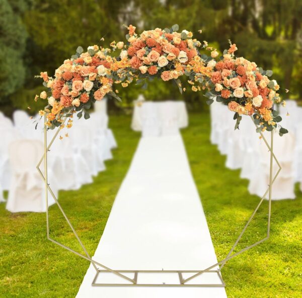 8 FT. Gold Double Hexagon Wedding Arch, Gold Geometric Backdrop, DIY Photo Backdrop, Photography Stand, Ceremony Outdoor Decor, Floral Arch