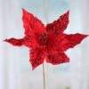 Set of Two Red Sparkling Velvet Artificial Poinsettia Pick