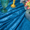 Velvet 120" Round Tablecloth - Dark Teal - Image 4