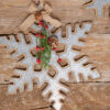 12” Wood Snowflake Ornament with Iron Accent - Image 2