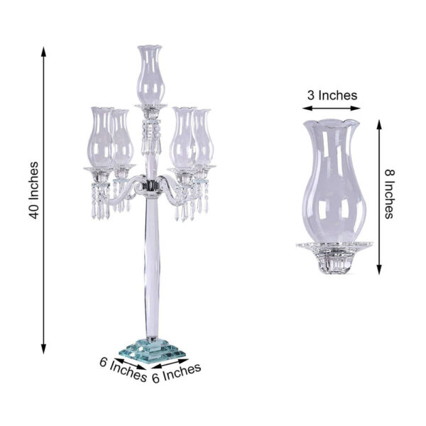 40 inch Five Arm Premium Crystal Glass Taper Candle Holder Candelabra