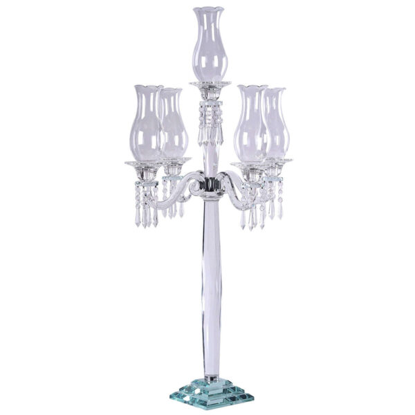 40 inch Five Arm Premium Crystal Glass Taper Candle Holder Candelabra