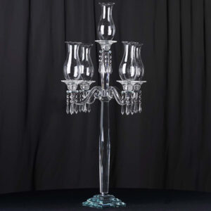 40 inch Five Arm Premium Crystal Glass Taper Candle Holder Candelabra