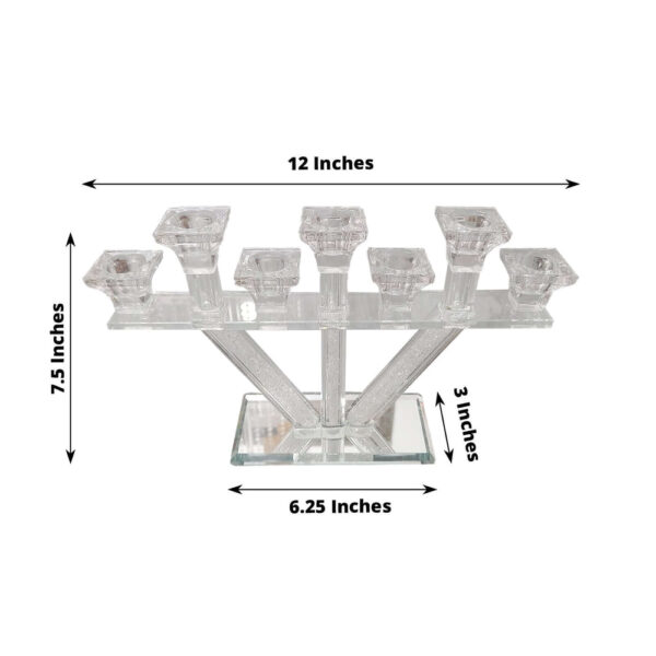 12″ Crystal Glass Hanukkah Candelabra, Seven Taper Candle Stick Holder Stand Jewish Menorah
