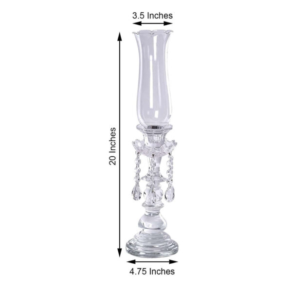 20” Premium Single Crystal Glass Hurricane Candle Taper Candlestick Holder