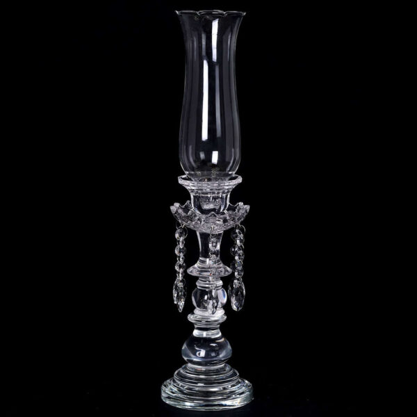 20” Premium Single Crystal Glass Hurricane Candle Taper Candlestick Holder