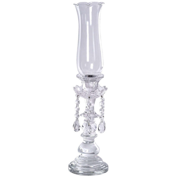 20” Premium Single Crystal Glass Hurricane Candle Taper Candlestick Holder