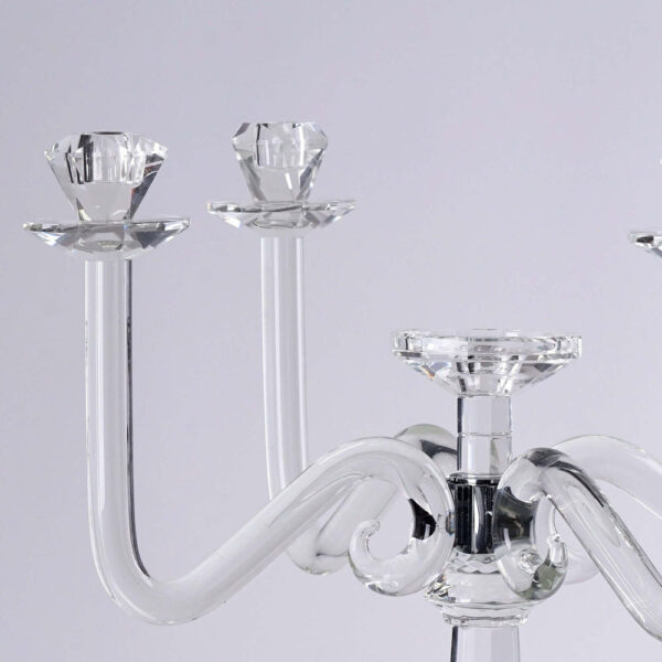 27” Classic Five Arm Premium Crystal Glass Taper Candle Holder Candelabra Stand