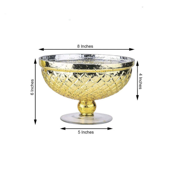 8” Gold Mercury Glass Compote Flower Vase