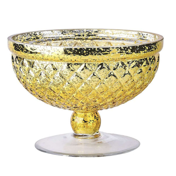 8” Gold Mercury Glass Compote Flower Vase