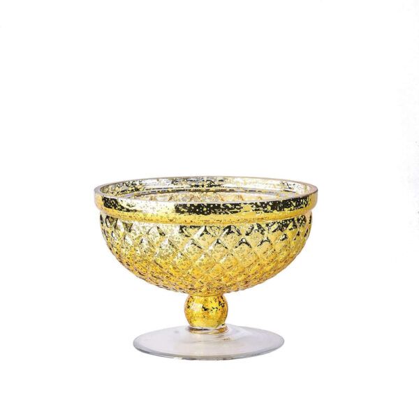 8” Gold Mercury Glass Compote Flower Vase