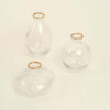 Set of 3 Clear Glass Bud Vases With Metallic Gold Rim, Modern Flower Vases – Assorted Sizes