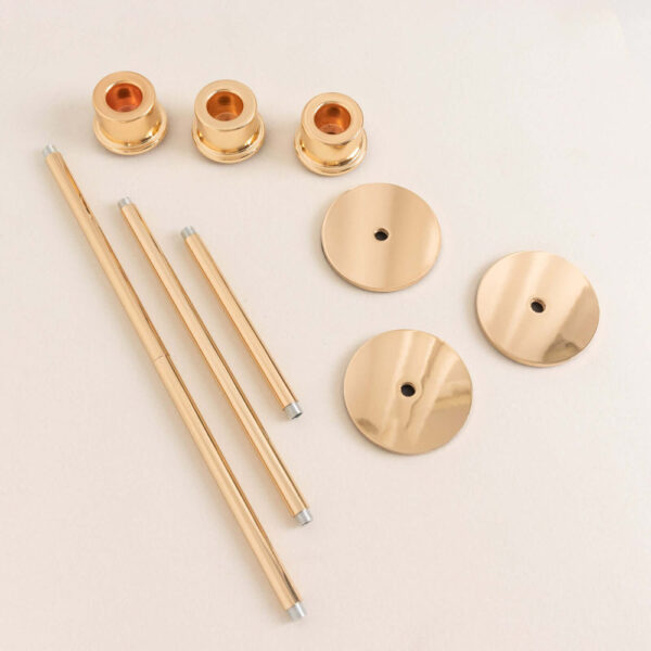 Set of 3 Tall Gold Metal Clear Glass Taper Candlestick Holders, Hurricane Candle Stands With Glass Chimney Candle Shades 16″, 20″, 24″