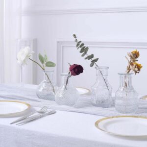 Set of 4 Clear Glass Antique Vintage Mini Bud Flower Vases
