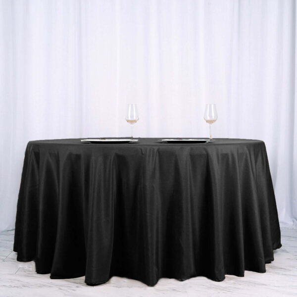 Polyester Round Tablecloth 120" Black - Durable & Seamless Design for Polished Event Styling