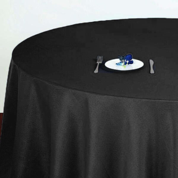 Polyester Round Tablecloth 120" Black - Durable & Seamless Design for Polished Event Styling - Image 3