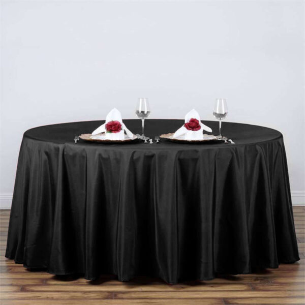 Polyester Round Tablecloth 120" Black - Durable & Seamless Design for Polished Event Styling - Image 2