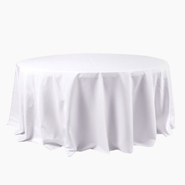 Polyester Round Tablecloth 120" White - Durable & Seamless Design for Polished Event Styling - Image 8