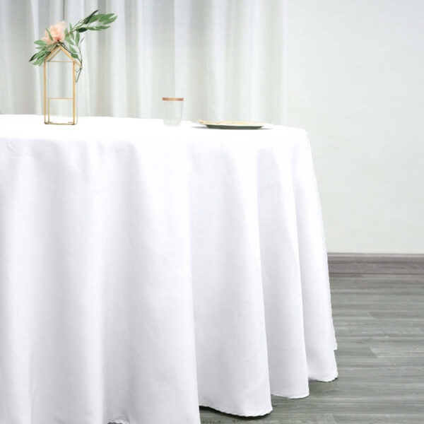 Polyester Round Tablecloth 120" White - Durable & Seamless Design for Polished Event Styling - Image 2