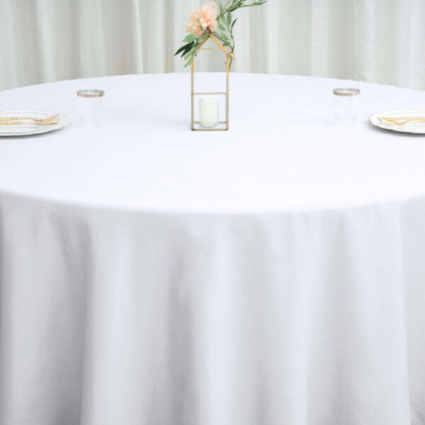 Polyester Round Tablecloth 120" White - Durable & Seamless Design for Polished Event Styling - Image 11