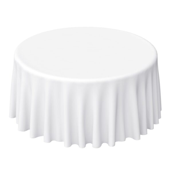 Polyester Round Tablecloth 120" White - Durable & Seamless Design for Polished Event Styling - Image 7