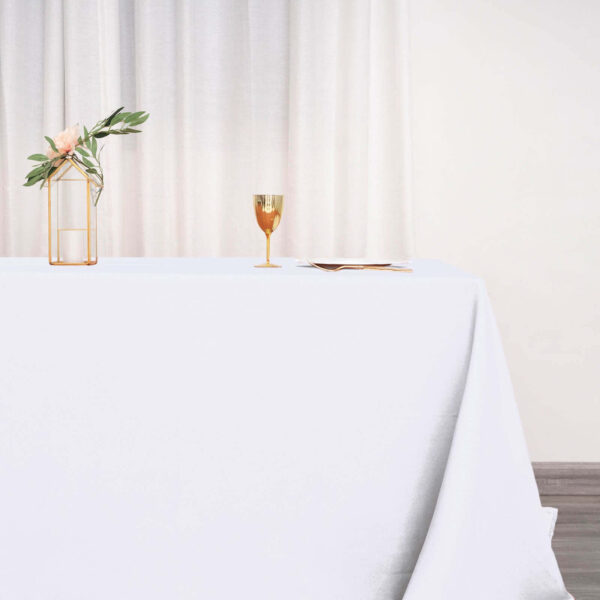 Polyester Rectangle Tablecloth 90"x132" White with Seamless Finish - Sophisticated Style for Wedding Receptions - Image 2