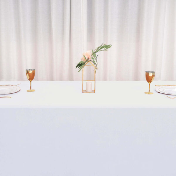 Polyester Rectangle Tablecloth 90"x132" White with Seamless Finish - Sophisticated Style for Wedding Receptions - Image 3