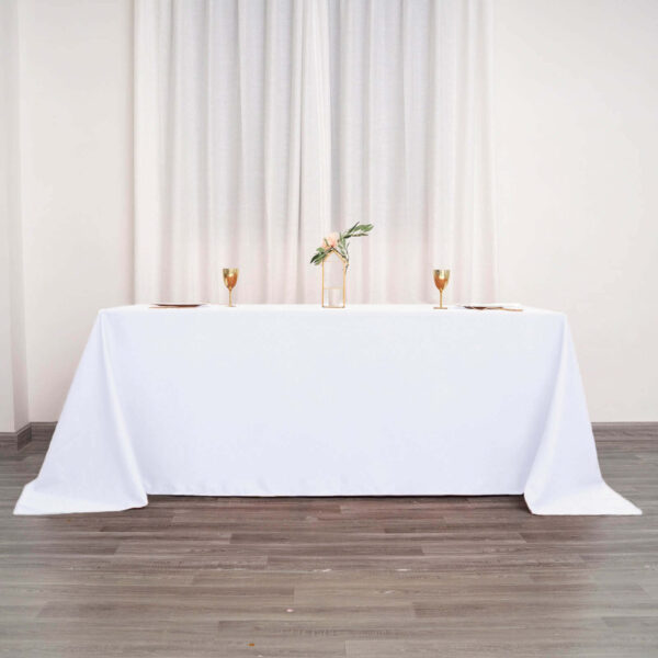 Polyester Rectangle Tablecloth 90"x132" White with Seamless Finish - Sophisticated Style for Wedding Receptions - Image 9