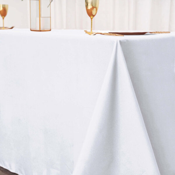 Polyester Rectangle Tablecloth 90"x132" White with Seamless Finish - Sophisticated Style for Wedding Receptions - Image 10