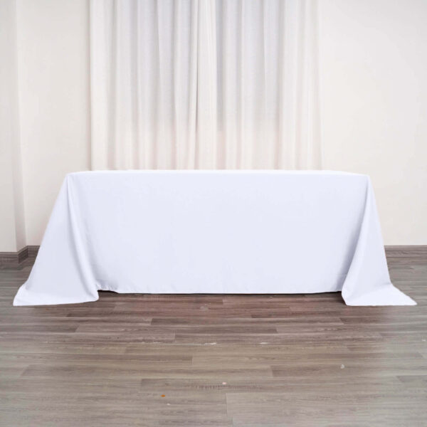 Polyester Rectangle Tablecloth 90"x132" White with Seamless Finish - Sophisticated Style for Wedding Receptions - Image 11